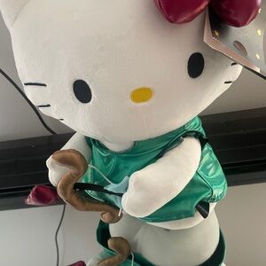 Hello Kitty Plush with Green Outfit and Red Bow